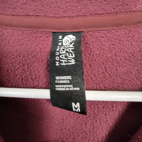 Burgundy Mountain Hardwear Fleece Quarter Zip Pullover Medium Outdoor Layer - Picture 3 of 8